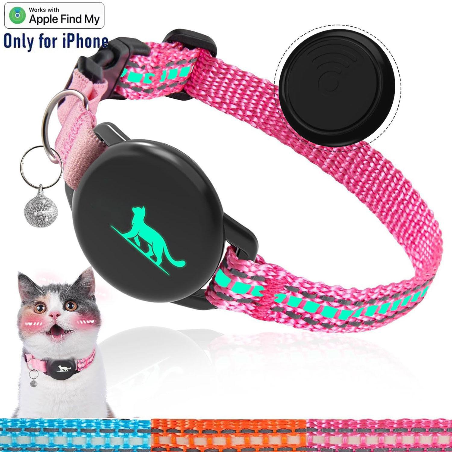 Cat GPS Tracker, Reflective Collar Tracker, Anti-lost Device, Compatible with Apple Find My Function (Only for iOS System), Pet Supplies, Harness, Reflective Strip Harness