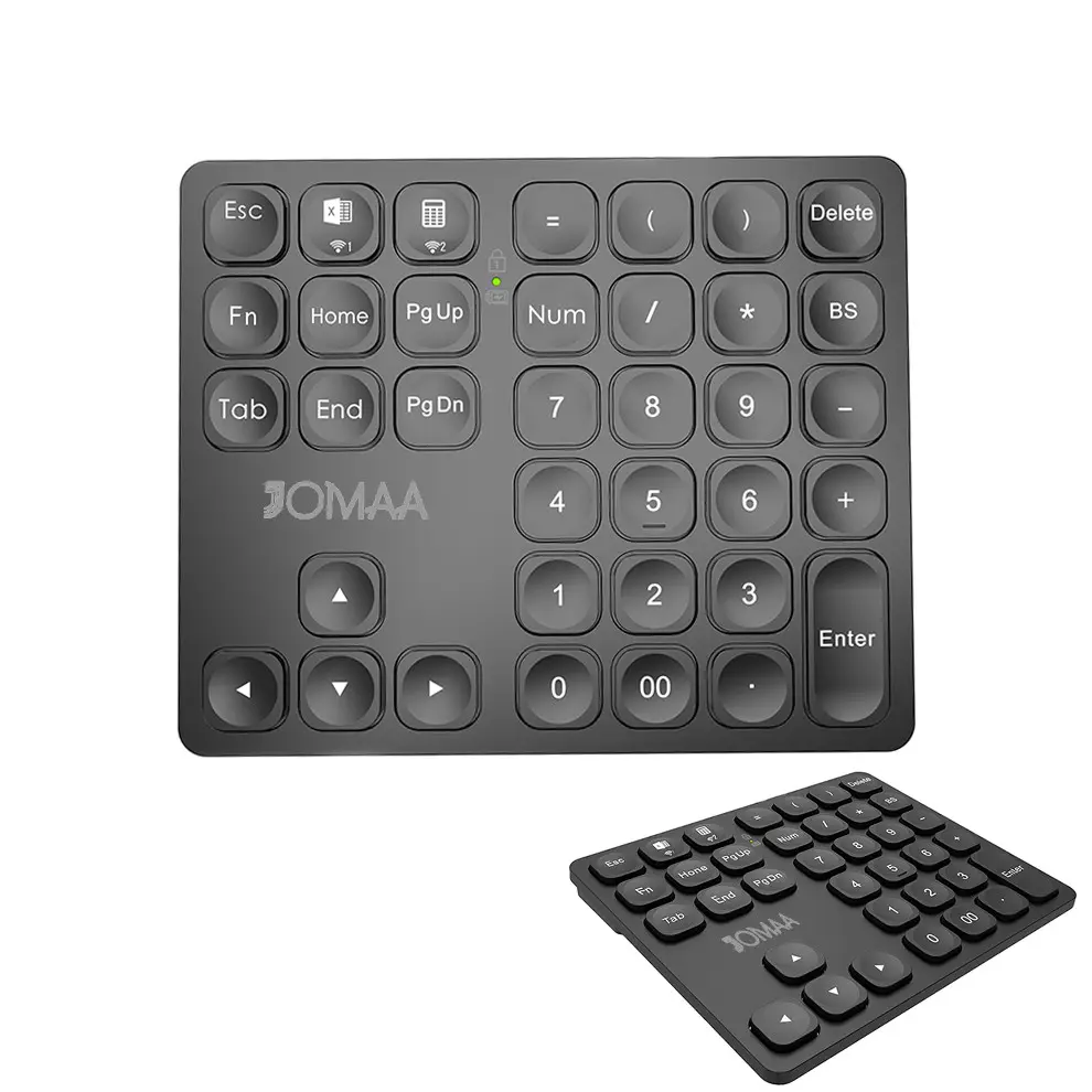 Ergonomic Wireless Keyboard,Bluetooth Wireless Rechargeable Numeric Keyboard with Noiseless Buttons,Portable 36 Keys Wireless Number Keyboard for Window/Mac OS-Black/Silver