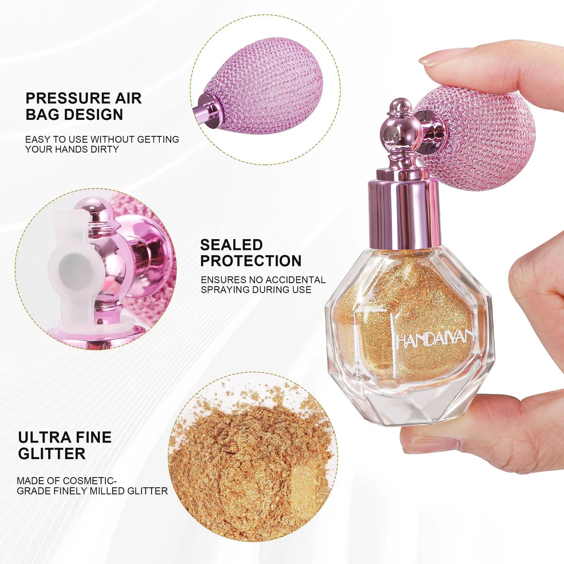 HANDAIYAN 2-Color Body Glitter Spray Set, Shimmer Highlighter Powder for Face Body Hair, Party Festival Makeup