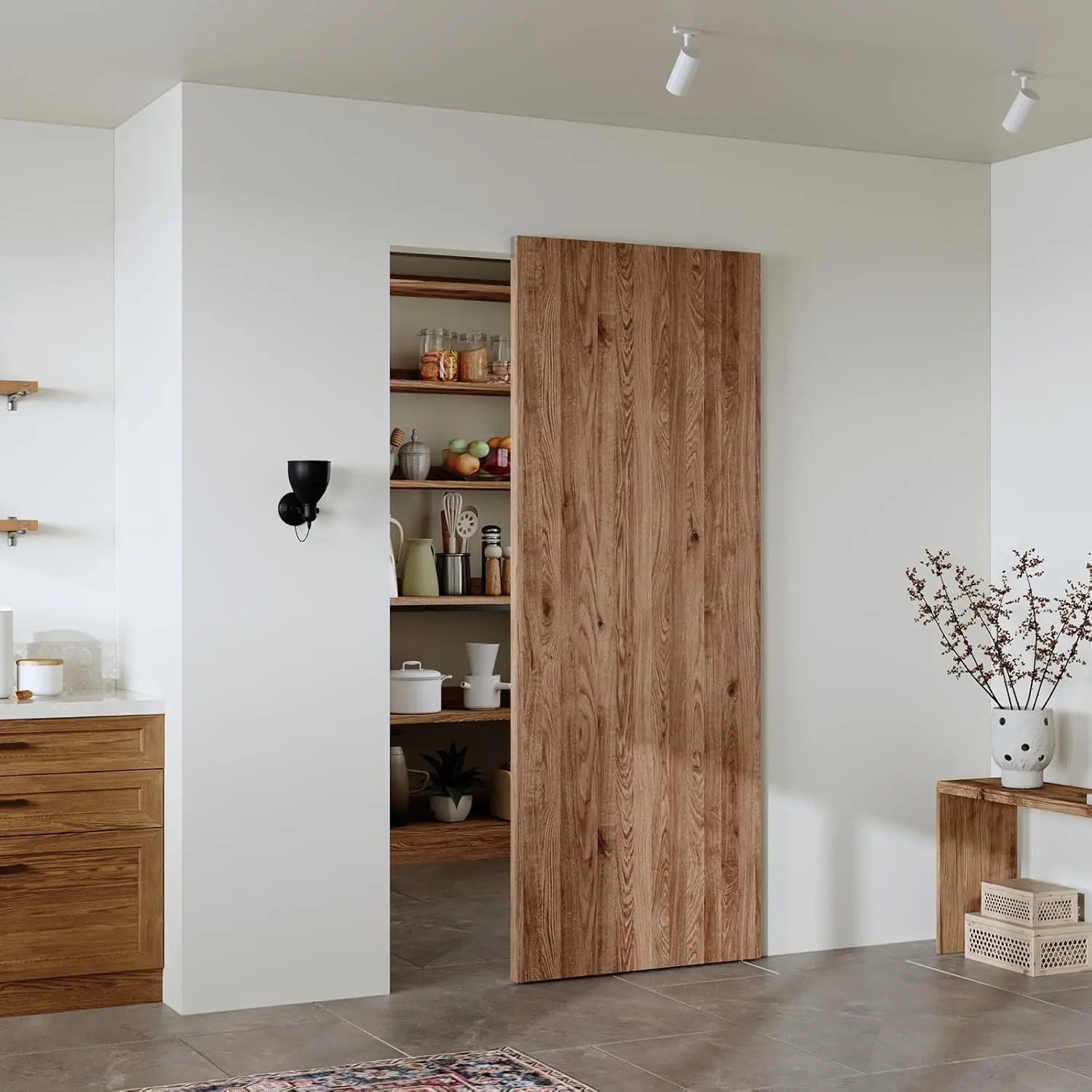 32" Concealed Sliding Barn Door Hardware Kit with Soft Close Mechanism for 24in Passage Opening,  Sliding Door Hardware, Trackless Rail, Wall Mount for Interior Wooden Doors (NO Door)