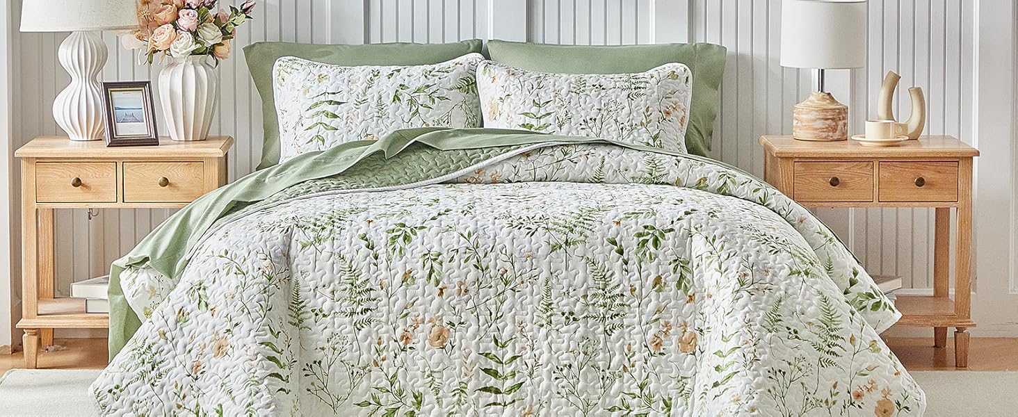 Floral Set 3 Piece Flower Sets Queen Size - Reversible Microfiber with 2 Shams Soft Breathable Botanical Bedding Bedspread Coverlet Summer Comforter All Season Purple Leaves Floral Set 3 Piece Flower Sets Queen Size - Reversible Microfiber with 2 Shams Soft Breathable Botanical Bedding Bedspread Coverlet Summer Comforter All Season Purple Leaves