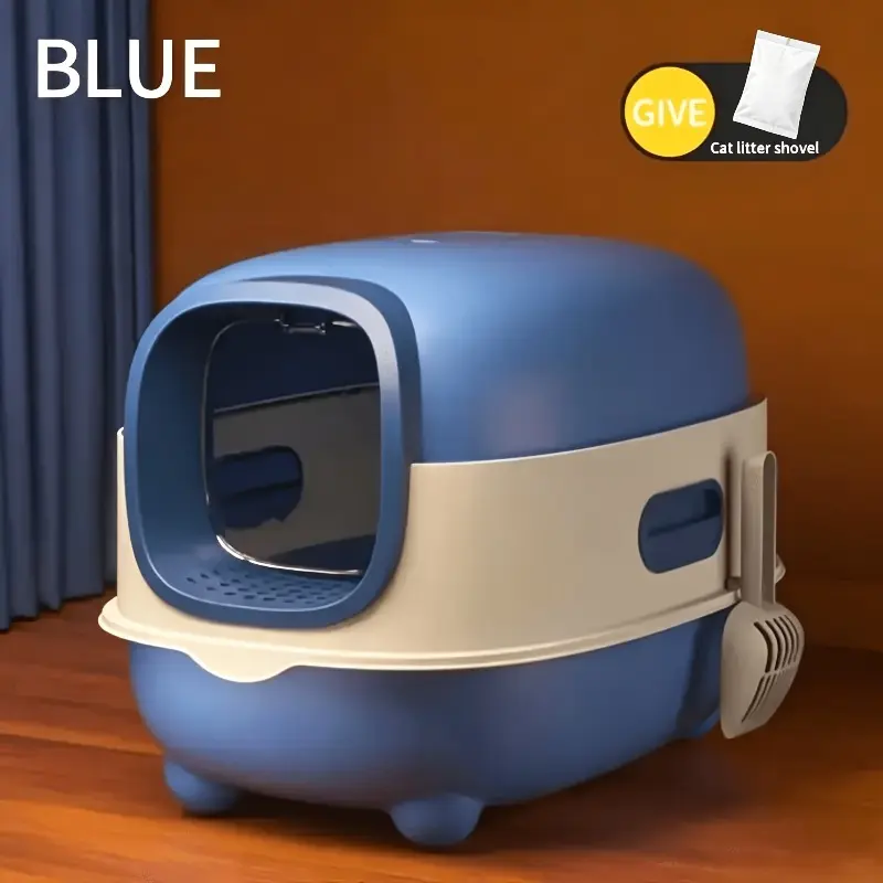 A spacious fully enclosed litter box, leak-proof, easy to store and install, can accommodate cat litter, comes with a litter shovel, easy to clean - ideal for cats