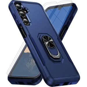 For Samsung Galaxy A16 5G Phone Case [15 FT Military Grade Drop Protection] with 2X Tempered Glass Screen Protector, Heavy-Duty Shockproof Magnetic Kickstand Case for Samsung Galaxy A16 5G (Dark Blue)