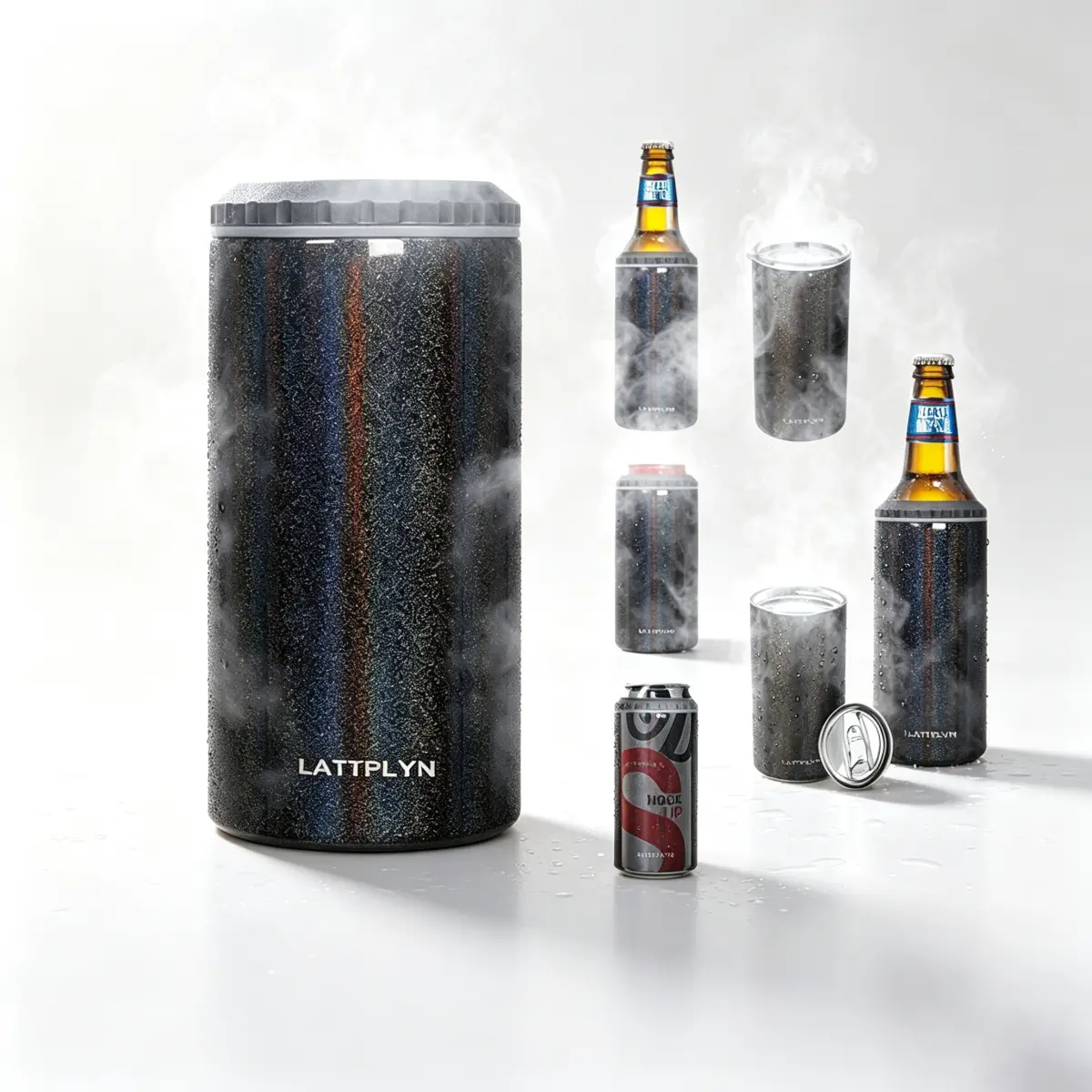 Stainless Steel Can Cooler Vacuum Insulated with Screw Lid, Beer Bottle Chiller, Leakproof Travel Ice Mug, Keeps Drinks Cold For Hours, Ideal for Car, Office & Gym,Insulated Ice Mug