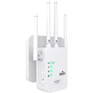 WiFi Extender, WiFi Extender Signal Booster with 4 Antennas, 2.4GHz 300Mbps Repeater with 2 Ethernet Ports, Easy Setup, Long Range Internet Booster for  and Office