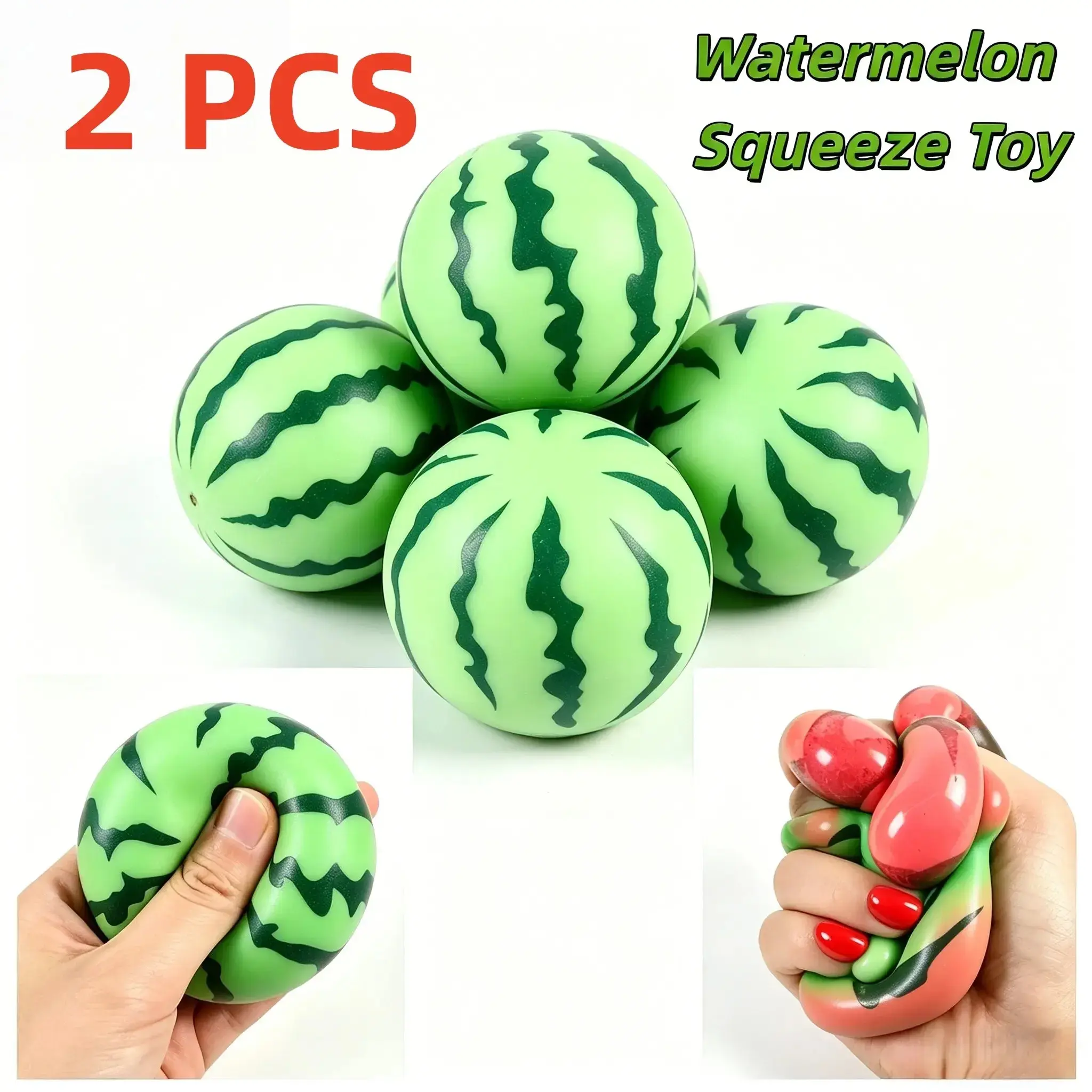 2-Pack Color-Changing Watermelon Squishy Toys, Fruit Theme Stress Relief Balls, Squishies Fidgets, Sensory Squeeze Ball, Perfect Gift for Kids and Adults