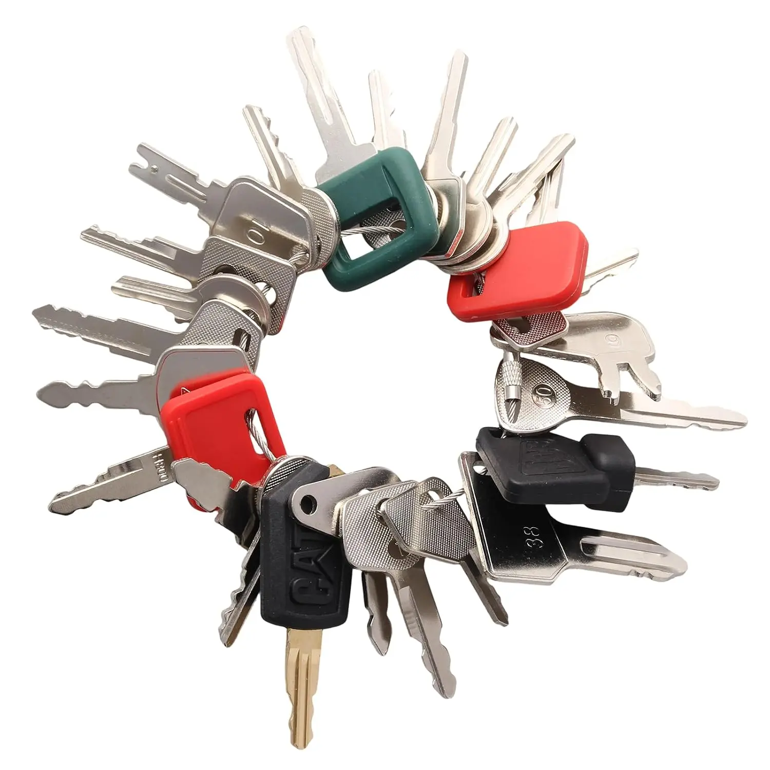 24 Equipment Keys Set, Construction Ignition Key Set| Fits Case, Komatsu, Hyster, Cat, JCB, Daewoo, JLG, JD, Forklift, Volvo.