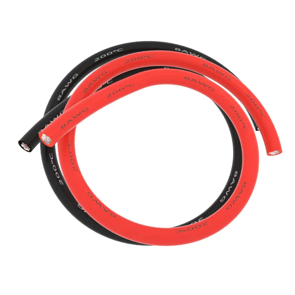 8 Gauge  Wire 3 ft Red and 3 ft Black Flexible 8 AWG Stranded Tinned Copper Wire
