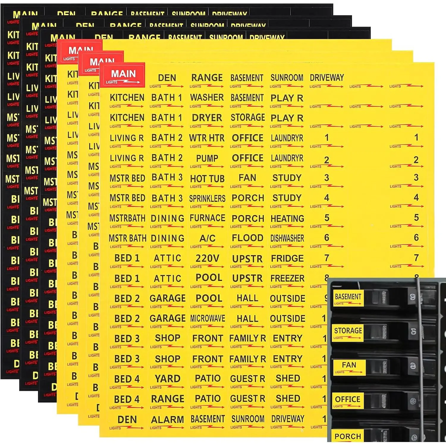 6 Sheets(258pcs) Breaker Box Labels Stickers, Durable Circuit Breaker Panel Labels,Electric Panel Label for Breakers Box , and Easy to Read,for  and Office Use