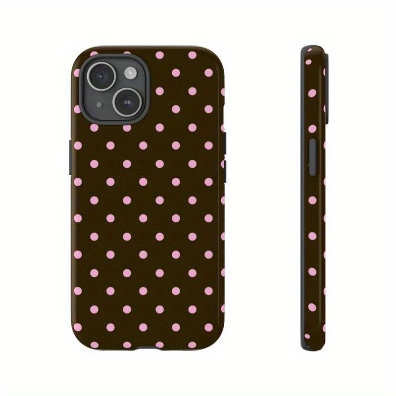 Cute Pink Polka Dot Phone Case Suitable for IPhone 11, 12, 13, 14, 15, 16, 17,pro Proma, Fashionable Brown Polka Dot Protective Cover for IPhone 15/14/13 Pro Max/Plus, Exclusive for Women and Girls, Durable Anti-drop Full Coverage Lightweight Design 35460
