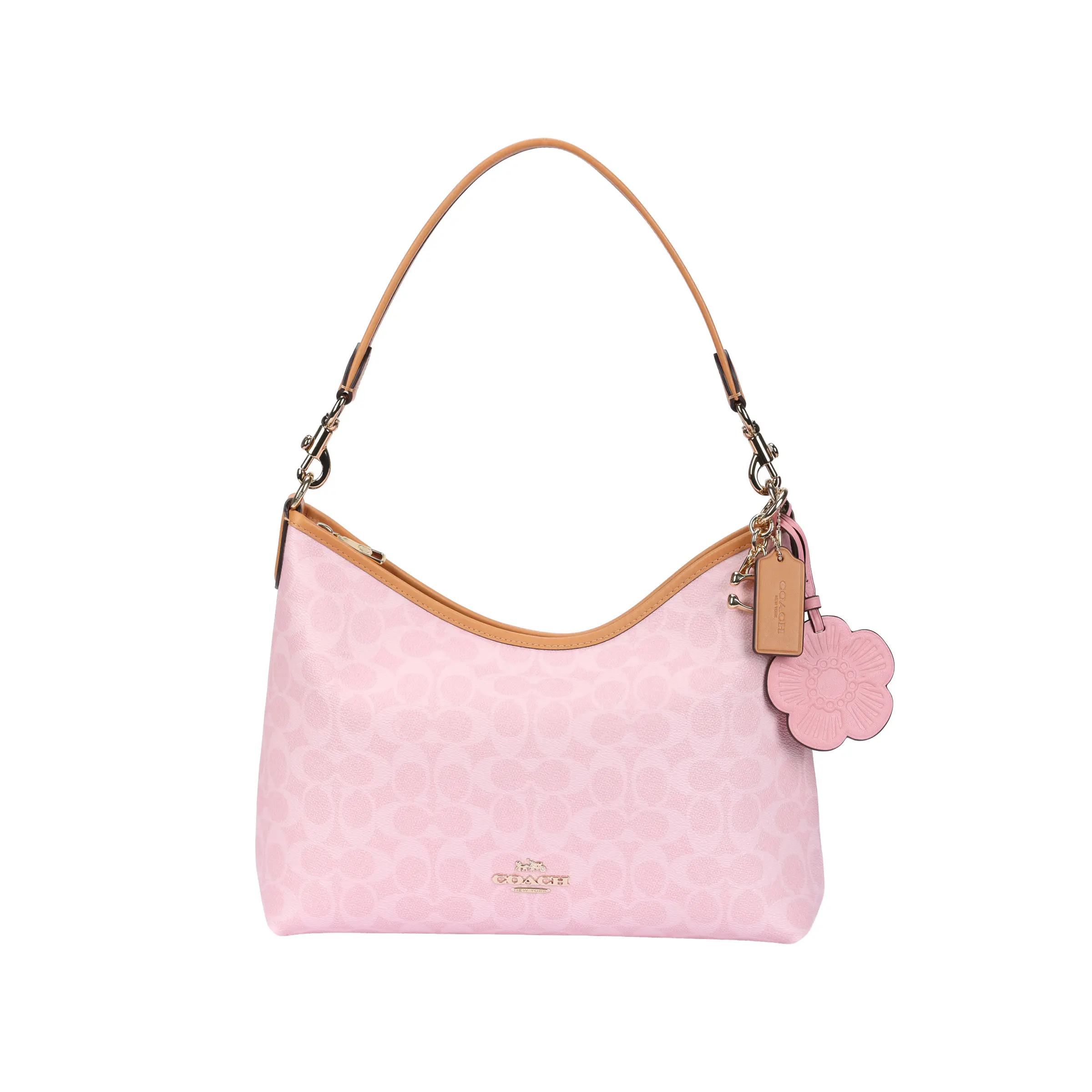 COACH Valentine's Limited Edition Laurel 31 Classic Monogram Charm Pouch Bag for Women, Crossbody/Shoulder Style, Sakura Pink