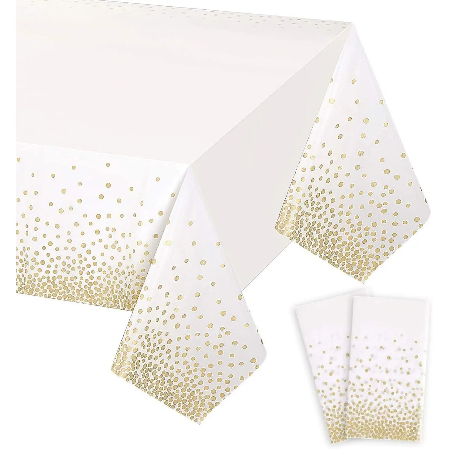 2 Pack White and  Disposable Plastic Tablecloth for Rectangle Tables(54" x 108"), Disposable  Table Cover for Birthday, Graduation,  Table Cloths Party Supplies