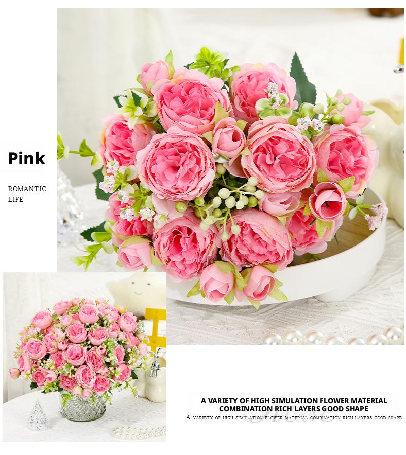 Elegant and noble artificial peony flowers for weddings, home decoration, and photography at weddings, holidays, parties, and events.Artificial flowers.Artisan-Crafted Real-Touch Silk Peony Table Centerpiece Bouquet - ~12" x 9"