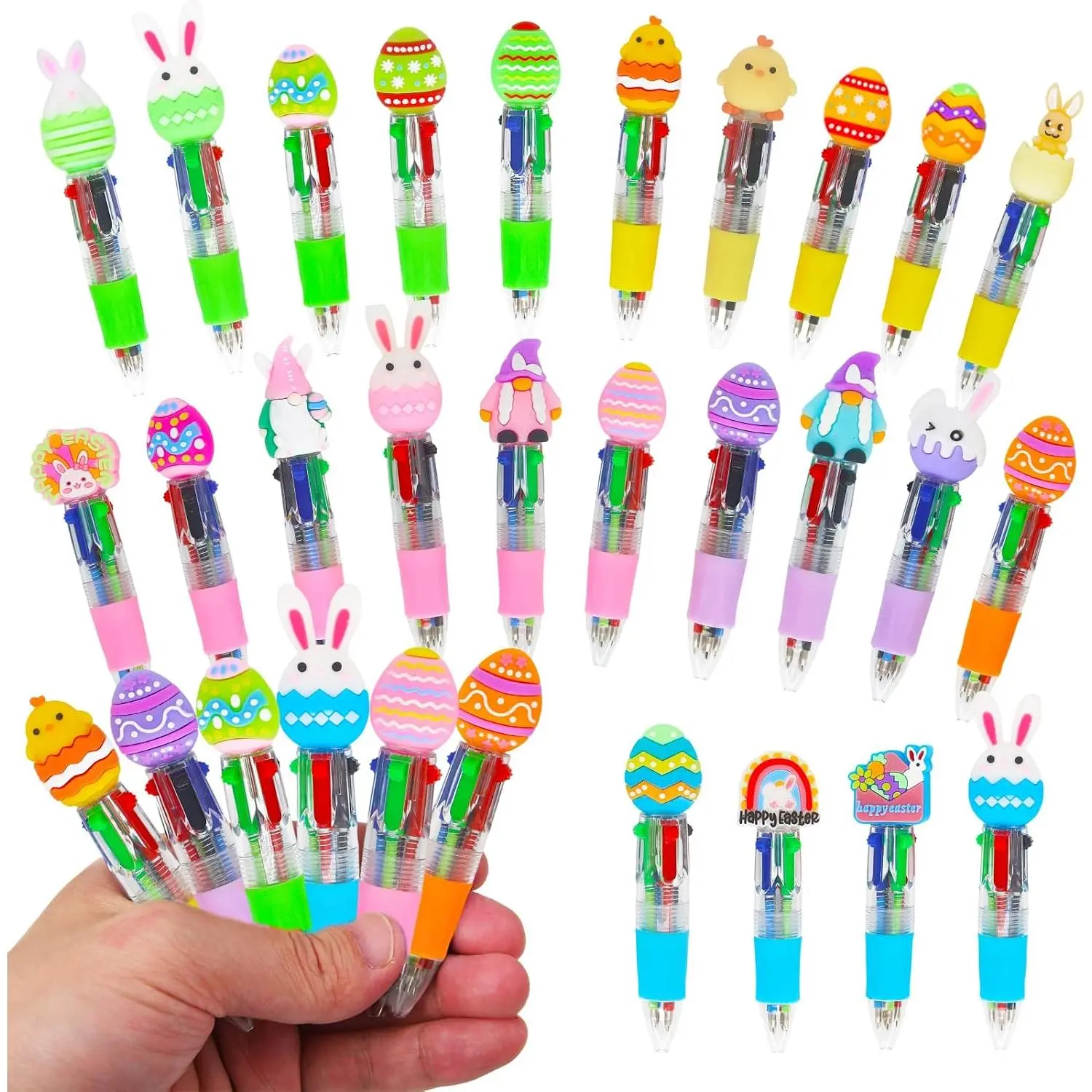 24 count Easter Pens Bulk Multicolor Pen in  Cute Fun 4-in-1 Bunny Pens(Easter)