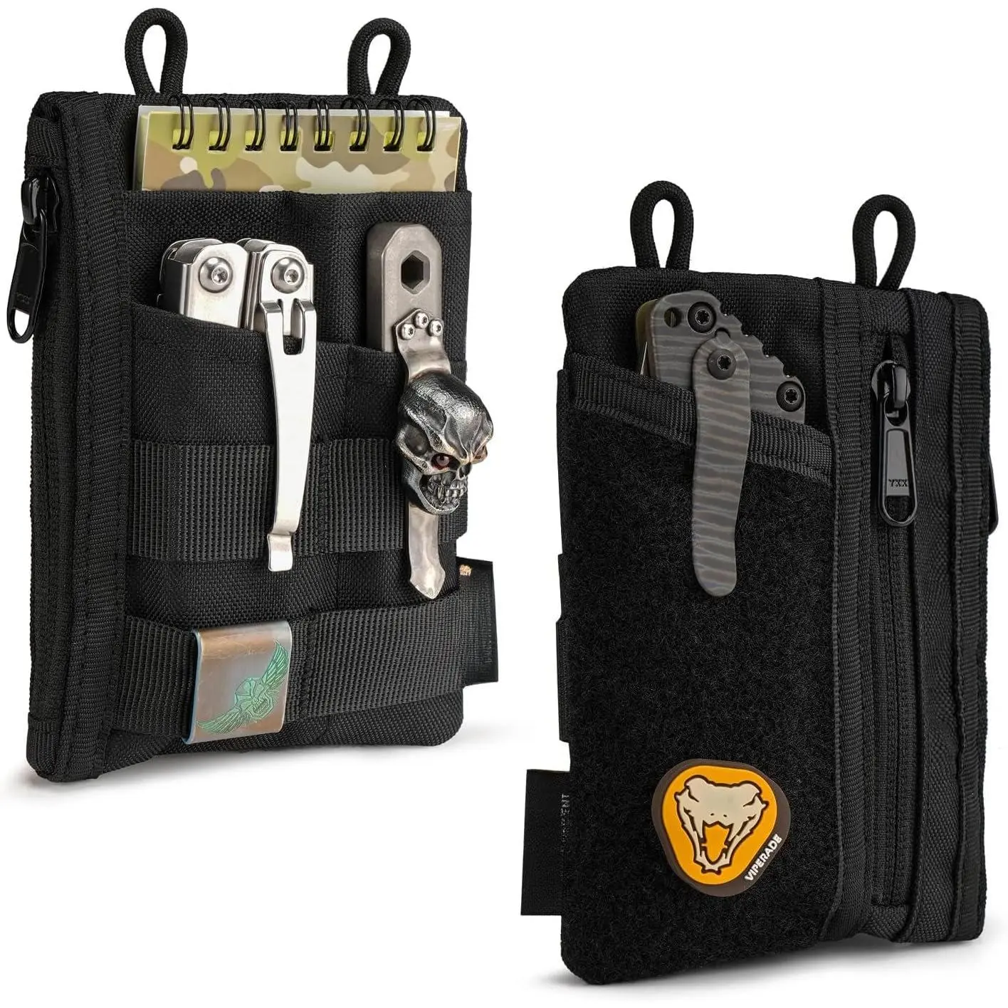 VE18 EDC Pouch, Pocket Organizer for Men, EDC Pocket Organizer, 3 Slots with 2 Zipper Pockets, Multitool Pouch