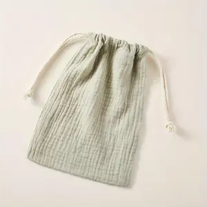 Reusable Durable Cotton Drawstring Laundry Bag - 1pc Cotton Pouch, Home Supplies Laundry Accessories, For Storage, Travel, 9in x 17.78cm Multipurpose Washing Bag