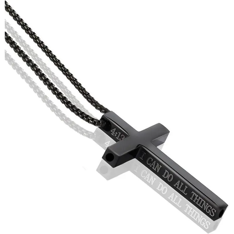 Breathing Necklace for Anxiety Stress Relief, Quit Smoking Tools Breathlace Cross Necklace, Stop Smoking Aids Breathing Necklace, Fum Vaporless Inhaler Meditation Tools Necklace Black