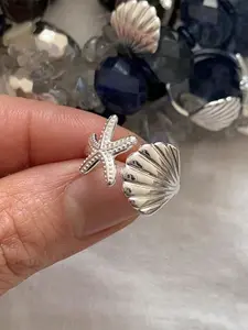 Fashion Starfish Shell Decorative Open Ring for Women, Daily Wear Jewelry, Stylish Accessory for Everyday Use, Perfect Gift Idea