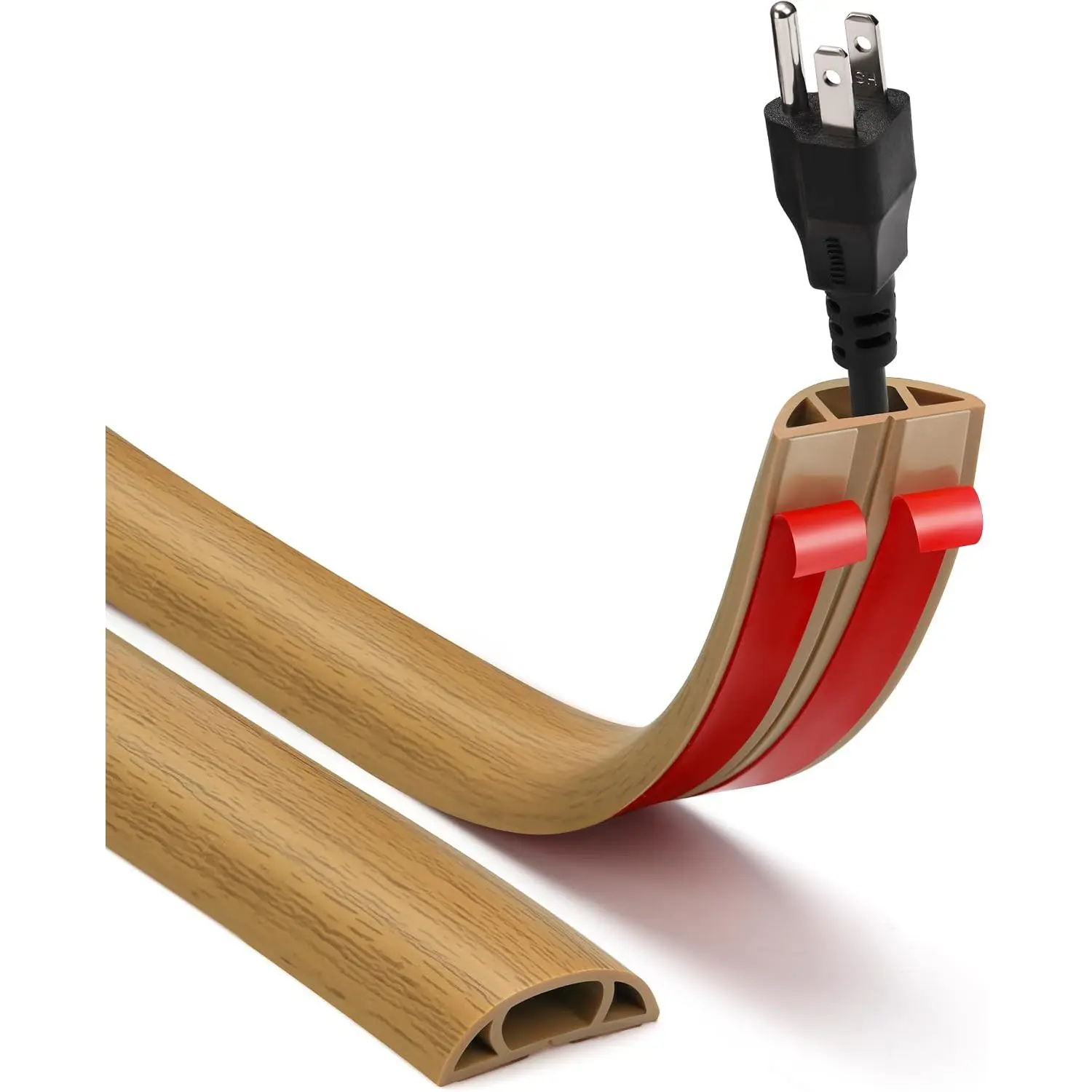 Floor Cord Cover, 3.6FT Self-Adhesive  Protector for Wires,  Trip Hazards, Cord Covers for Wires  Floor, Easy Cord Hider for  & Office, Yellow Oak , 0." W x 0.28" H