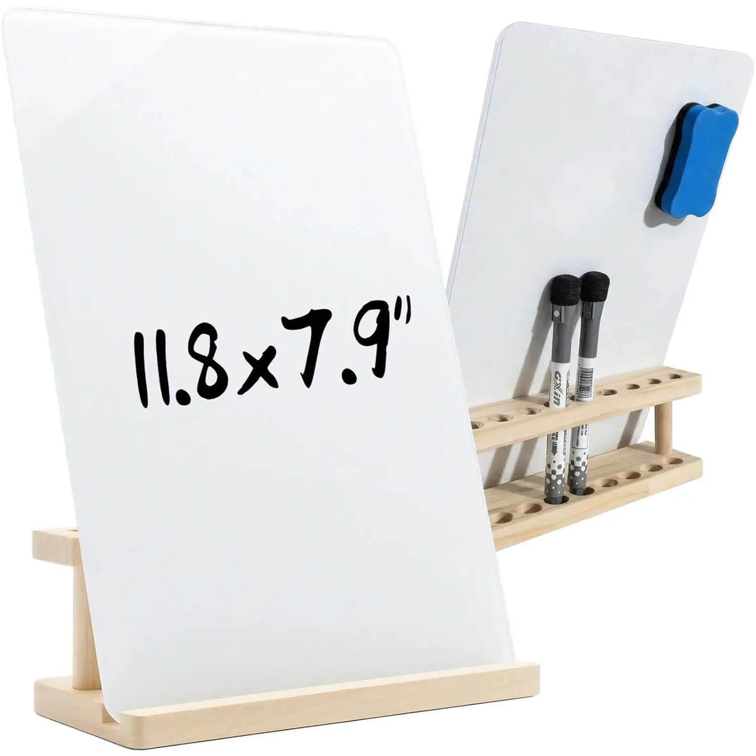 Glass White Board with Stand, Mini Dry Erase Board for Desk,Small Desktop Whiteboard with Solid  Bracket