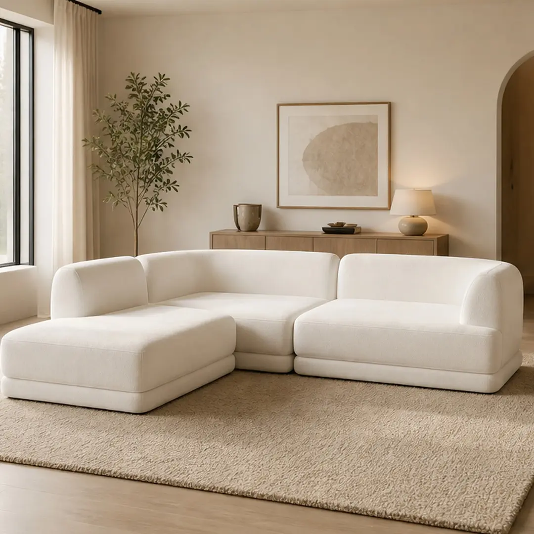 ARCH Modern L-Shaped Sectional Sofa with Chaise Lounge, 115" Wide 4-Seat Deep Seating Sofa Set, High-Density Foam & Polyester Upholstery, Beige Living Room Couch, 3-Piece Modular Corner Sofa for Living Room Lounge, Beige Color Options