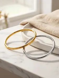 Stainless Steel Open Adjustable Bangle Bracelet, Fashionable Plain Design, Elegant Women's Accessory for Daily Wear & Parties, Perfect Gift Idea