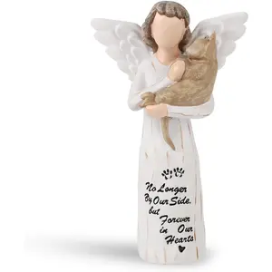 Cat Memorial Gifts, Angel Figurine Statue for Cat Lovers in Memory of Their Beloved Cat (Light Brown Angel Cat)