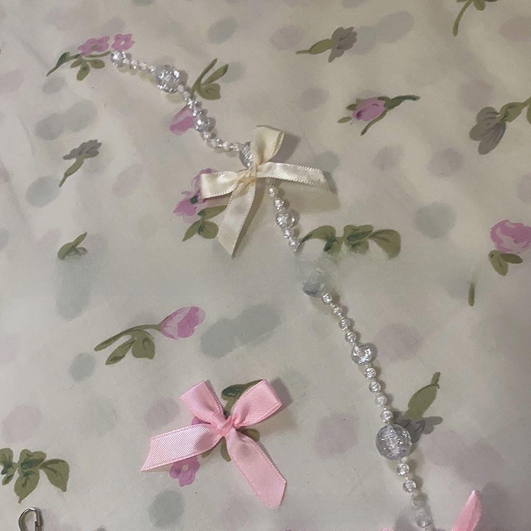 Beaded Door Curtain with Bow, Hanging String Curtain for Bedroom Closet, Aesthetic Room Decor