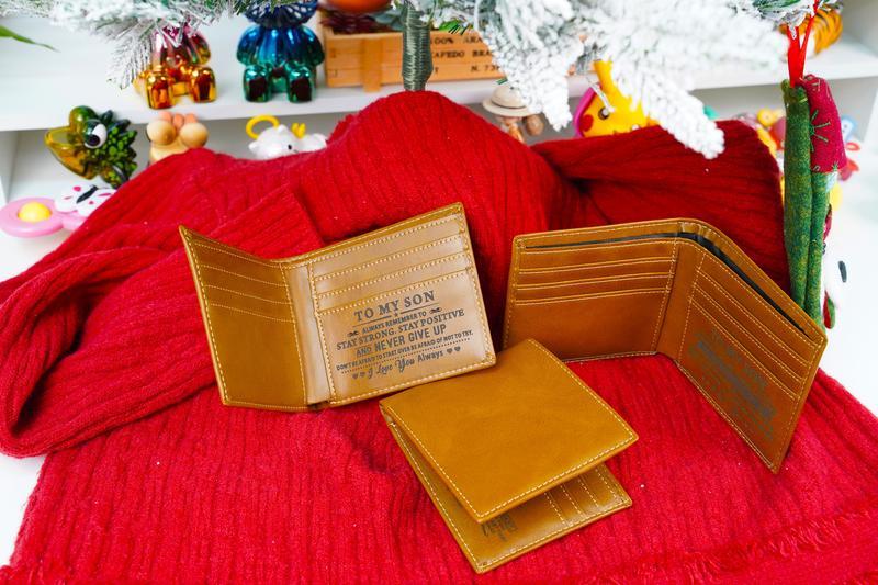 Custom Leather Front Pocket Wallet Ultra Slim RFID Simple Credit Card Wallet for Men Bi-Fold Design Personalized Gift for Dad to Son Engraved Wallet for Son from Parents