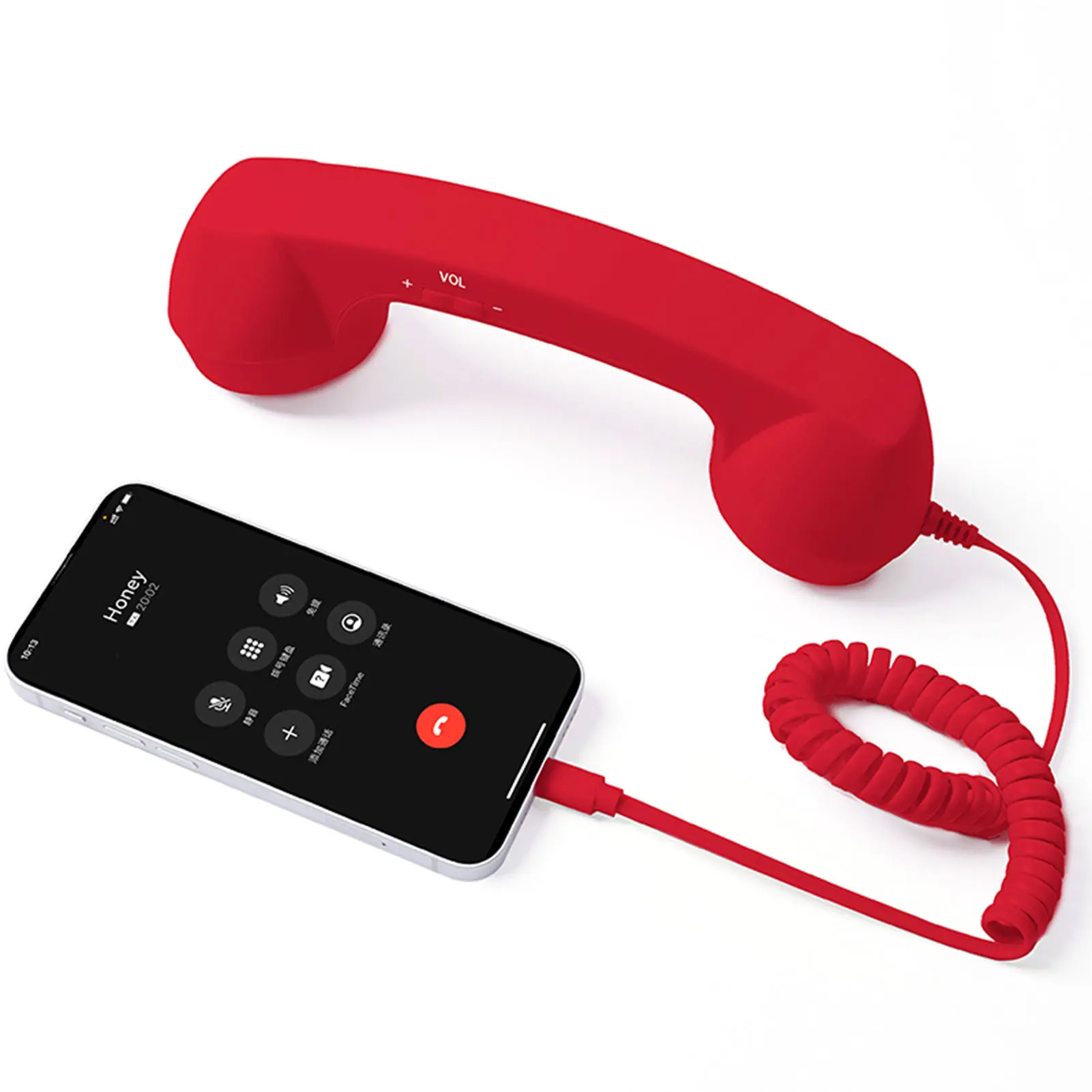 Retro Type-C Telephones Handset, Antique-Style Wireless BT Speaker Companion with 1m/3.28ft Extension Cable, Wired Connectivity, Radiation-Proof Design, Easy to Use, Excellent Audio Quality, Plug-and-Play Mobile Call Accessory for Gaming Studios