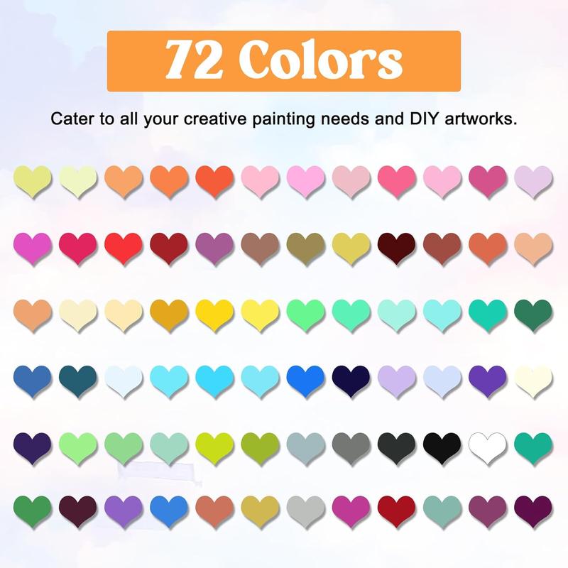 72 Colors Acrylic Paint Marker Pen Set, 1 Set Double-ended Acrylic Paint Marker Pen, Art Drawing Supplies for DIY Rock, Wood, Canvas, Stone, Ceramic, Acrylic Drawing Markers