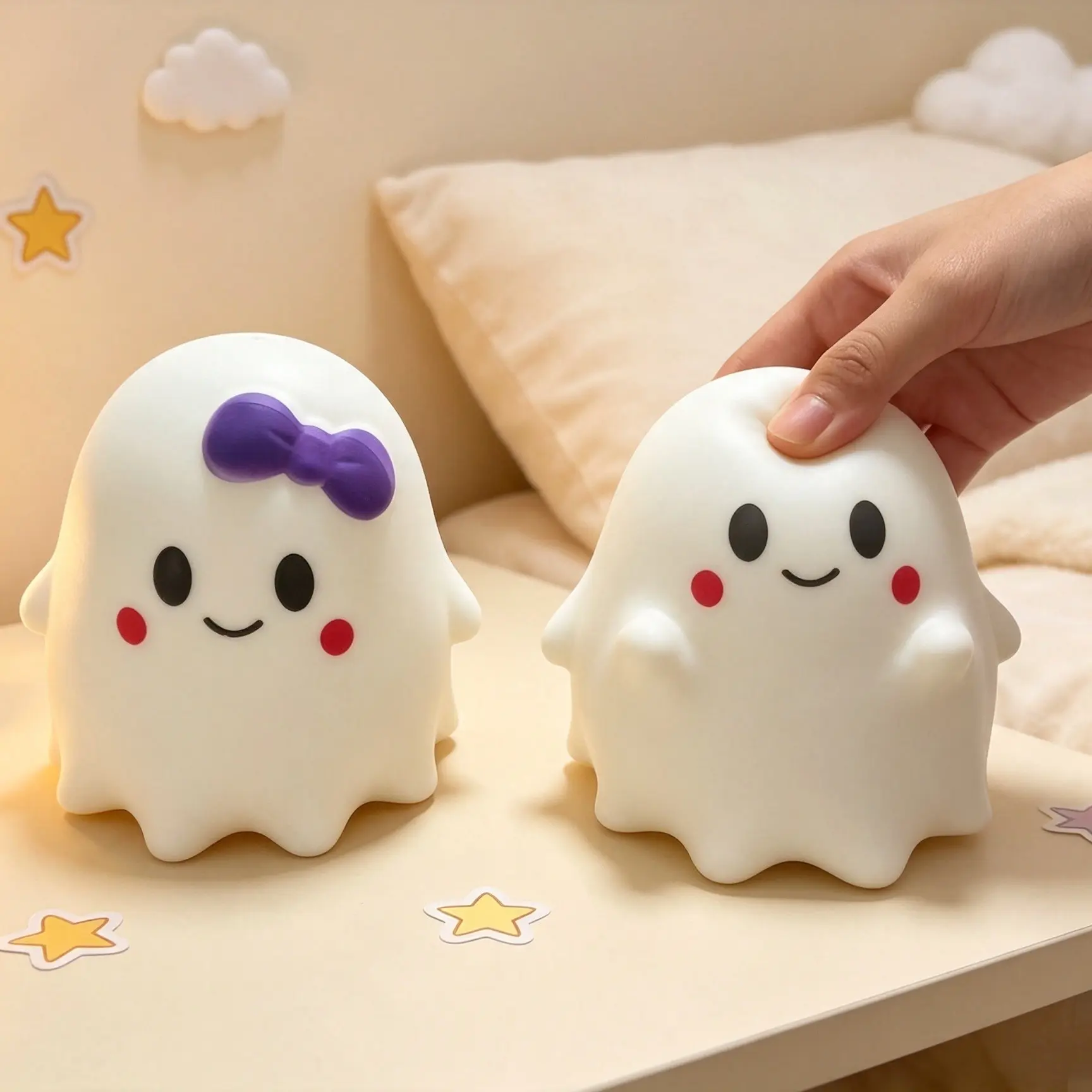Soft Ghost Shape Slow Rebound Toy, High Density PU Material, Cute Smile Design, Perfect for Stress Relief and Decoration