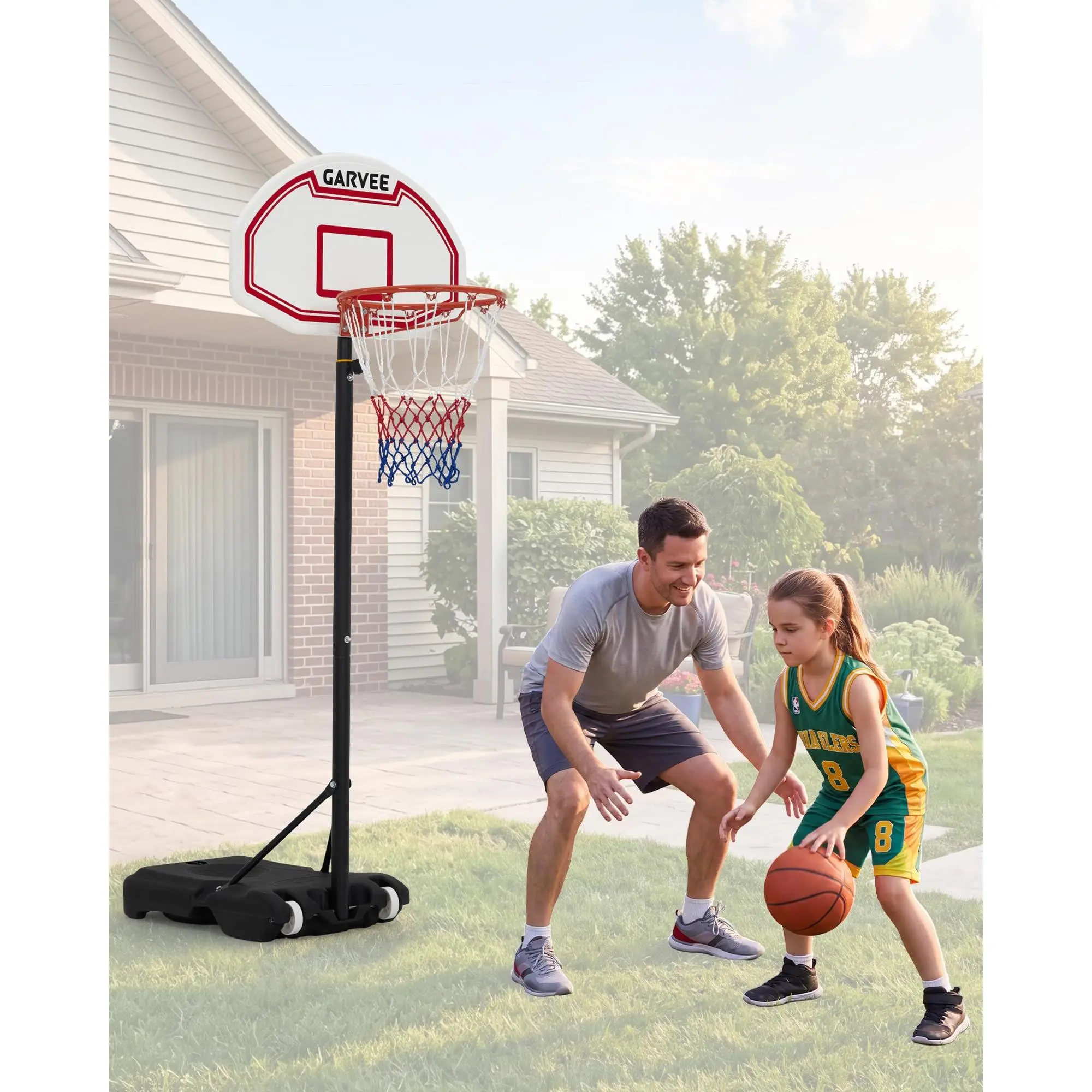 GARVEE Outdoor Basketball Backboard - Shatterproof PC, Adjustable Height Range 3.2-10FT, Outdoor Fit for Driveway, Backyard