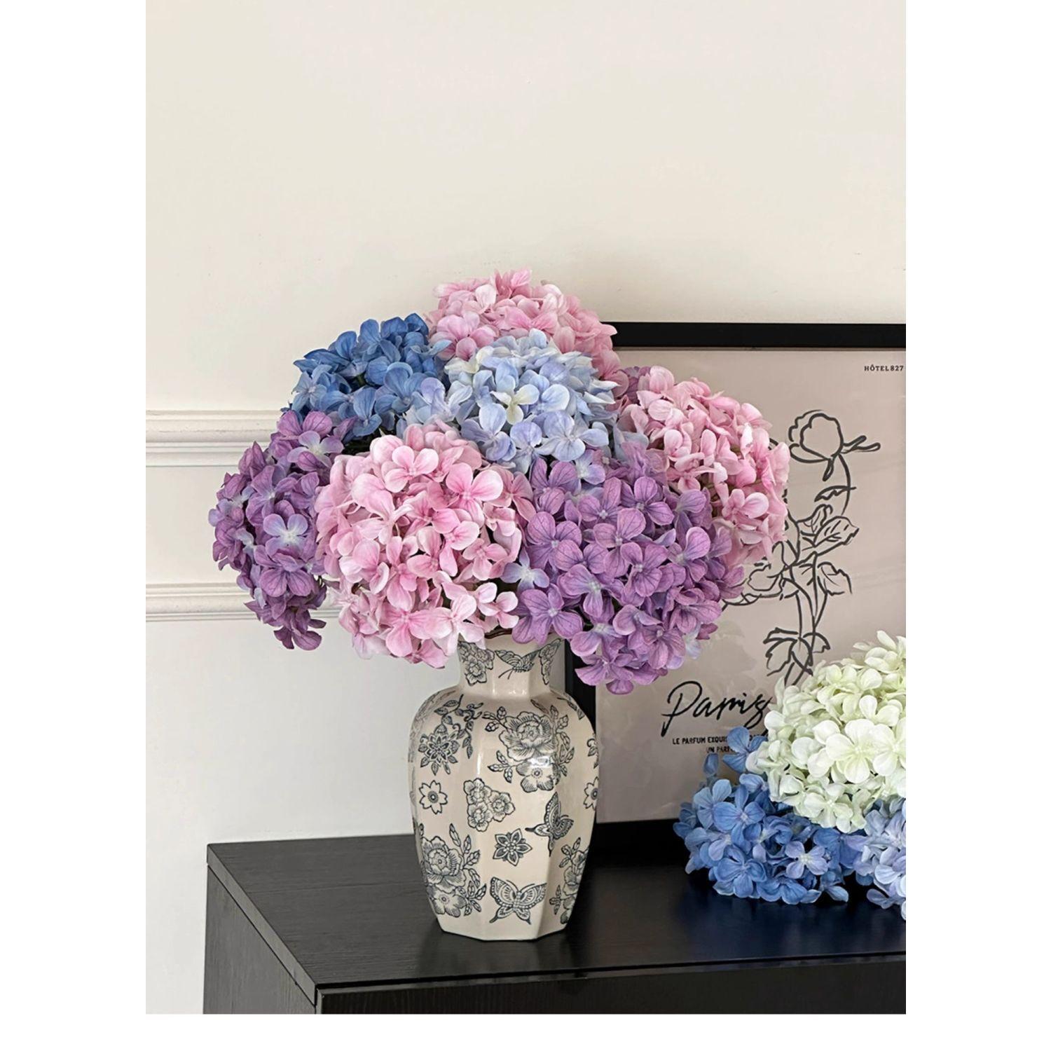 Luxury hydrangea faux for dining table and living room decorations, wedding artificial decorative floral arrangements, silk flowers, dried flowers filler
