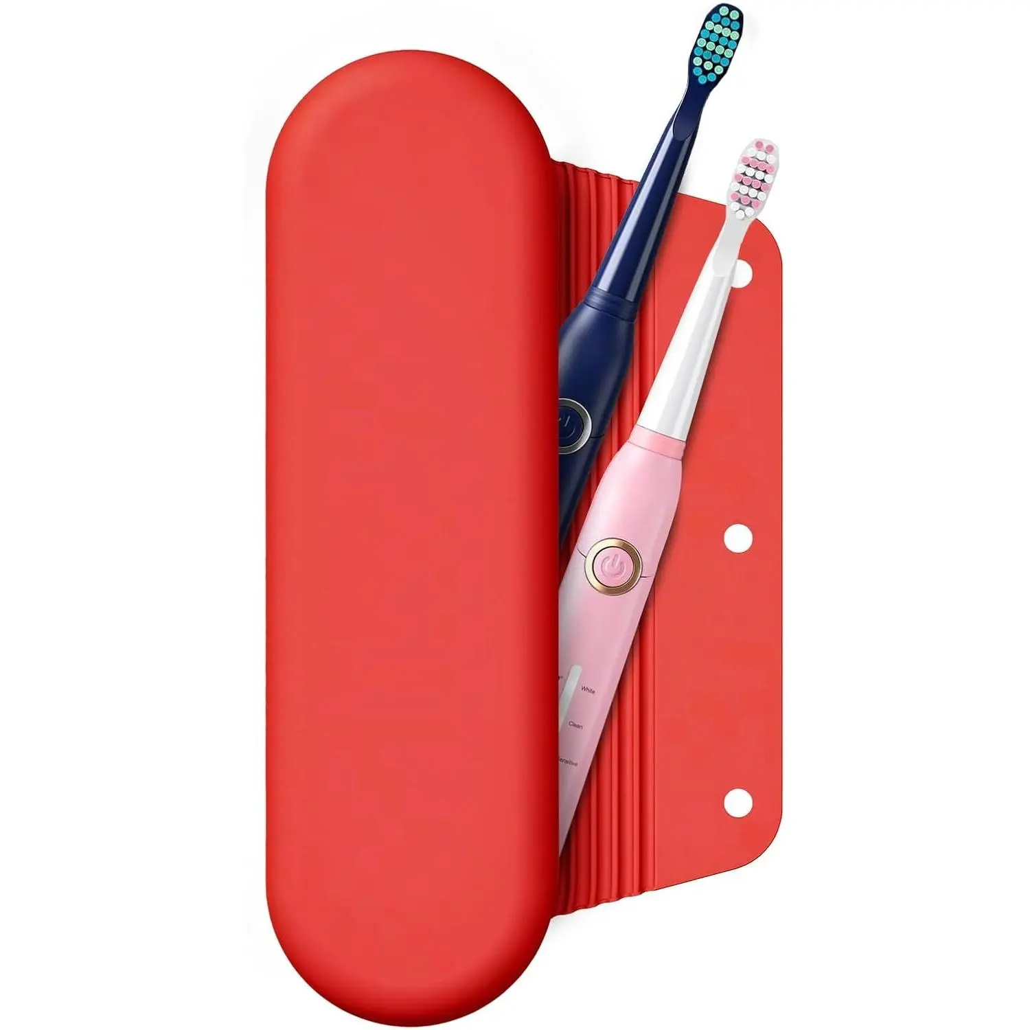 Silicone Electric Toothbrush Travel Case, Manual Toothbrush Travel Cover, Toothbrush Holder for Travel, Gym and More, Fits Most Manual and Electric Toothbrushes - Red
