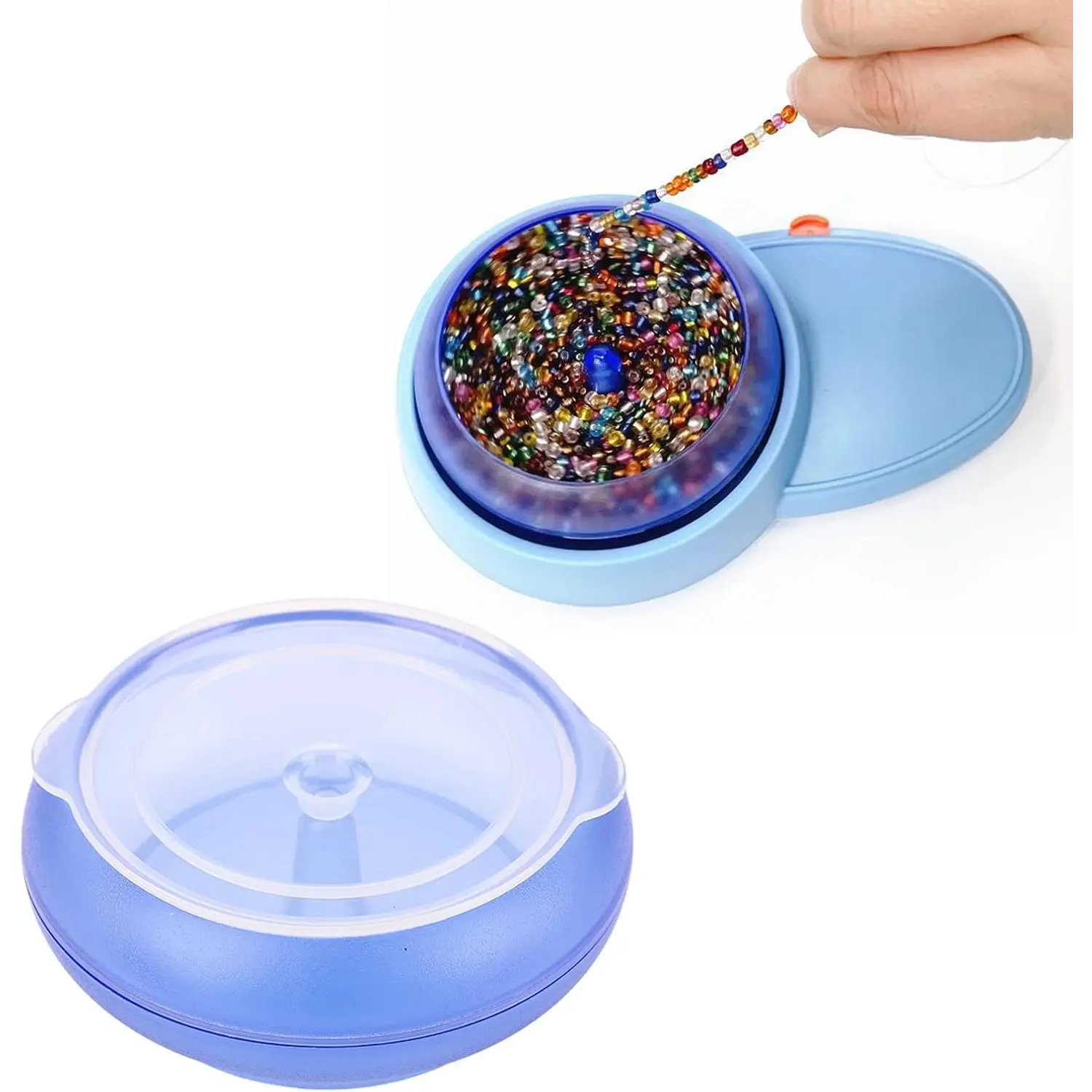 Electric Bead Loader Bowl, Large Capacity DIY Plastic Bead Spinner Bowl 9.5 x 8.5cm, Clamshell Design Waist Bead Spinner for DIY Waist Beads Fringes Necklaces Bracelets