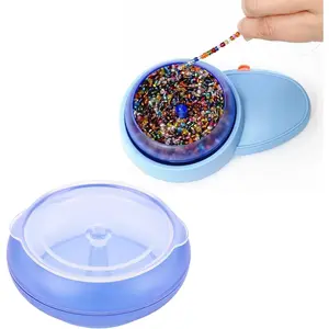 Electric Bead Loader Bowl, Large Capacity DIY Plastic Bead Spinner Bowl 9.5 x 8.5cm, Clamshell Design Waist Bead Spinner for DIY Waist Beads Fringes Necklaces Bracelets