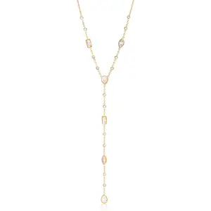 Dainty Gold Necklaces for Women, 18k Gold Layered Lariat Necklace, Long Gold Choker Necklaces, Statement Diamond Heart Pendant Necklace, Body Chain Jewelry
