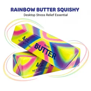 Rainbow gradual change butter sticks pinching music, home desktop leisure decompression toy office to pass the time slow rebound vent good things