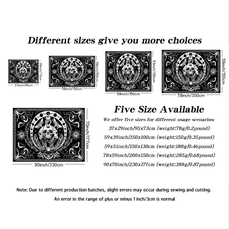 Skeleton Tapestry, Mandala Skull Printed 1 Count Skull Wall Hanging Snake Moth Wall Towel, Aesthetic Wall Art Decor Hippie Tapestry for Bedroom Living Room, Wall Tapestries, Halloween