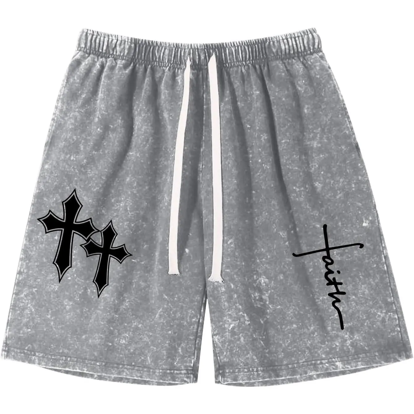 Boy Christian Graphic Jesus Cross Shorts Faith God Kids Bible Verse Acid Wash Vintage Casual Shorts with Pockets
