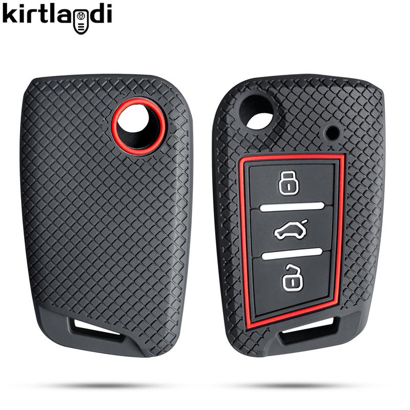 silicone car key case for VW Volkswagen Passat B8 Taos Polo Tiguan for Skoda Kodiaq Fabia Karoq Octavia Seat Ateca key cover