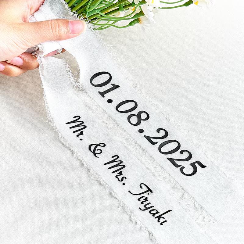 Personalized Name date Bridal Wedding Bouquet Ribbon Bridal Toss Bouquet Decor Bridesmaid Proposal Gift Wedding Party Supplies