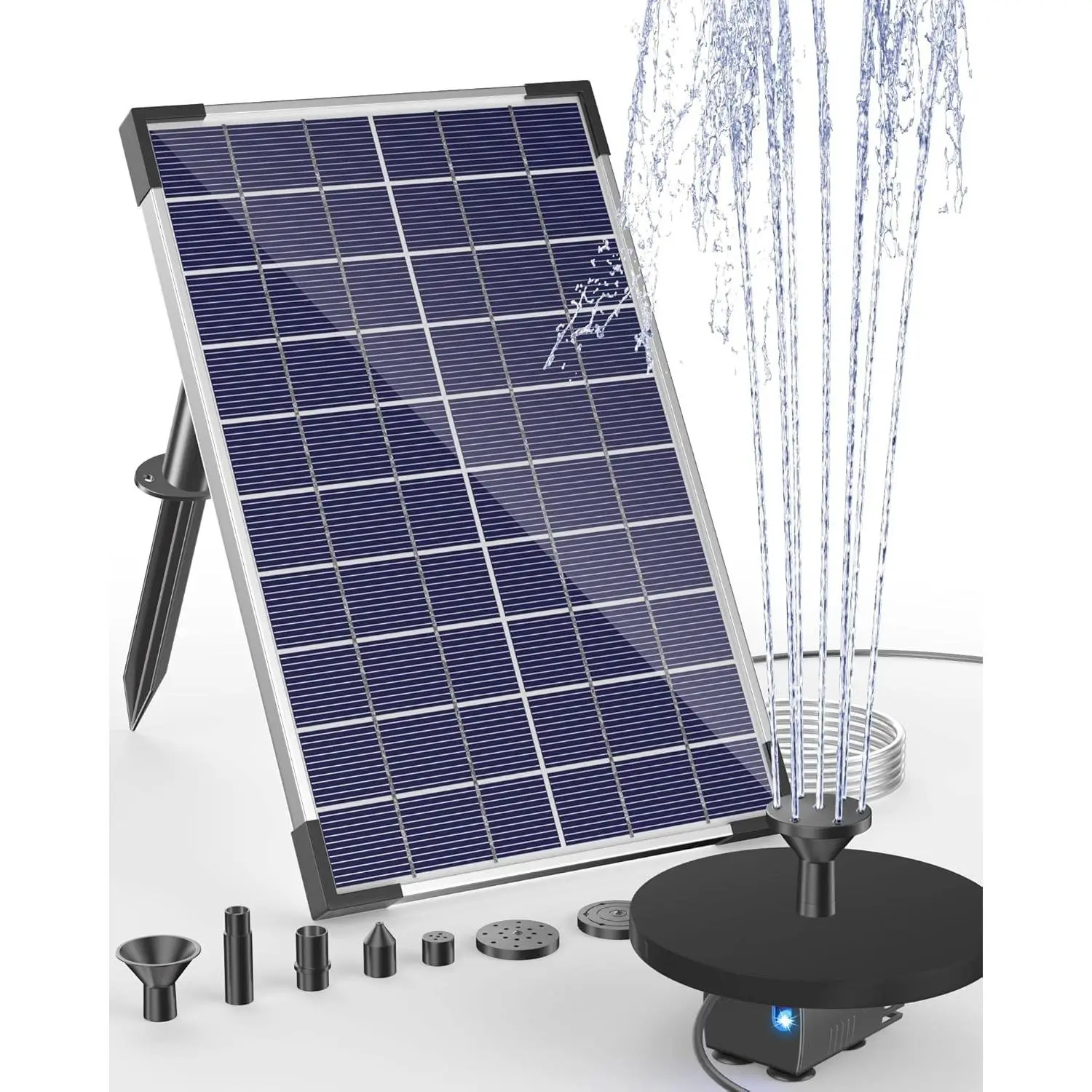 Solar Water Pump for Bird Bath, 6.5W Solar Panel Kit Outdoor Solar Fountain with DIY 5ft Tubing for Small Ponds Garden and Pool