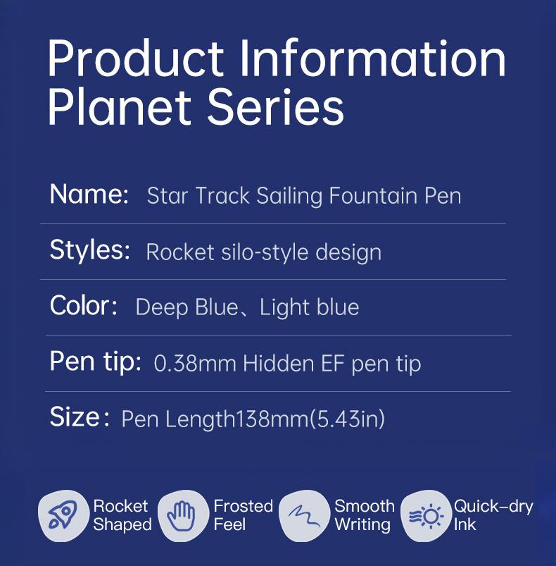 Set 2 simple posture fountain pens with starry sky pattern, blue theme, comes with 4 ink cartridges, replaceable ink cartridges, minimalist style, smooth continuous ink flow, quick drying, DIY study office writing, large capacity fountain pen set