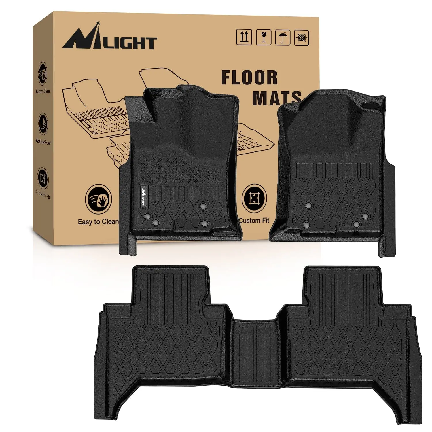 Nilight Custom Fit Floor Mats & Liners for Toyota Tacoma Double Cab 2005-2015, All-Weather Heavy-Duty Car Mat, Father's Day Gift, Mat Floor Mats