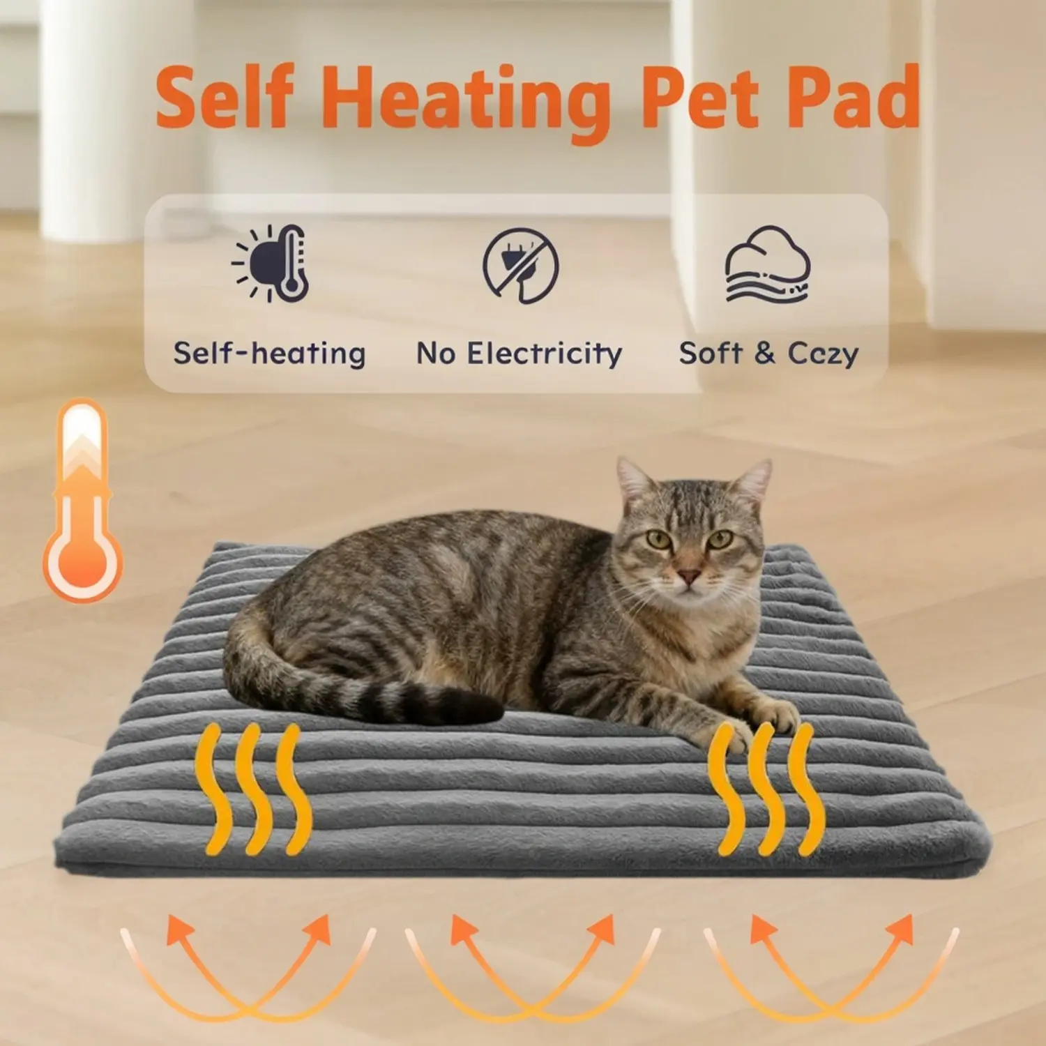 Self-Heating Cat Bed, Kitten Bed, Ultra Soft Warm Dog Cage Mat, Non-Slip Self-Warming Pet Pad, Suitable for Small Medium Cats Dogs Indoor Outdoor