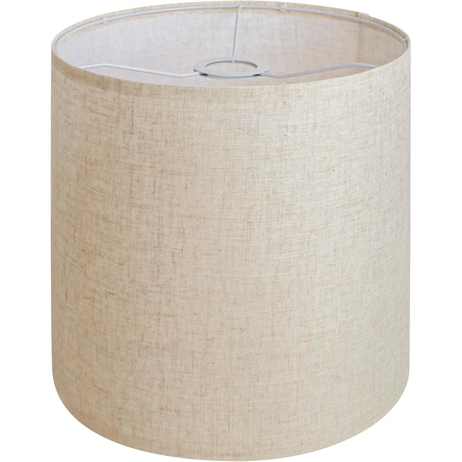 Beige Linen Tall Drum Lampshade, 11" Top x 11" Bottom x 12" High, Replacement Lamp Shade for Table Floor Lamps and Pendant Light, Handcrafted Easy Assembly