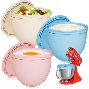 3Pcs 5QT Silicone Bowl Liner for KitchenAid Tilt-Head Stand Mixers – Food-Grade Silicone Insert with Sealable Lid, Vent Holes & ml Markings – Heat-Resistant, Stackable Design