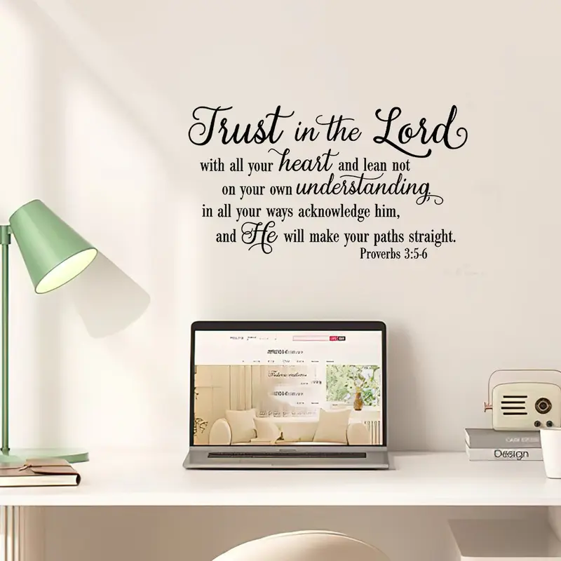 1pc creative letter wall stickers, Wall Decals, with the inspiring slogan 'Wholeheartedly Believe in the Lord', detachable self-adhesive, reusable for bedrooms, foyers, living rooms and home decoration, Decorative